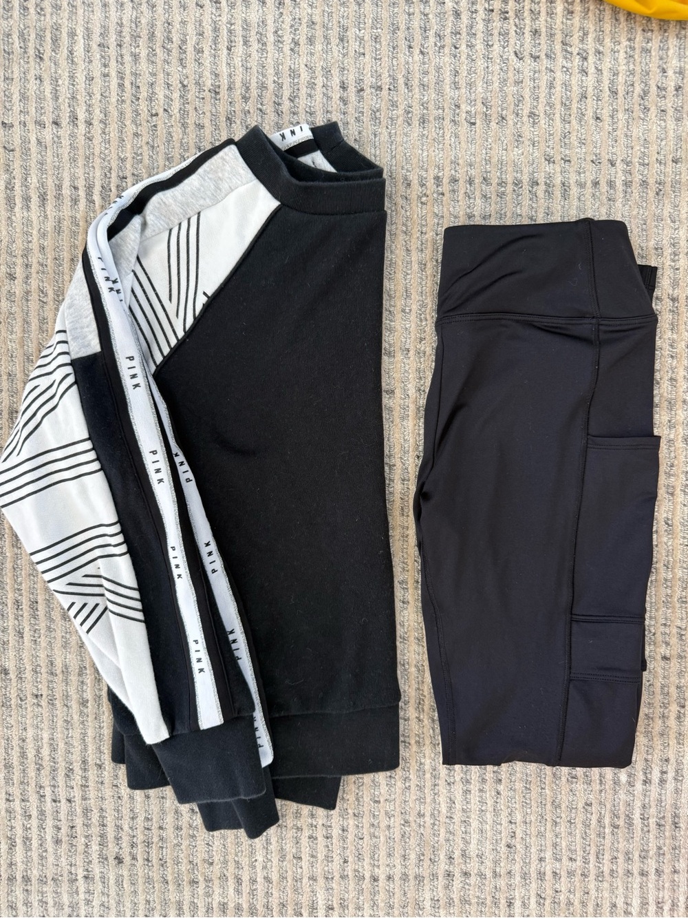 CLOSET CLEAN OUT!! 
PINK Victoria's Secret Black and White Athletic Set